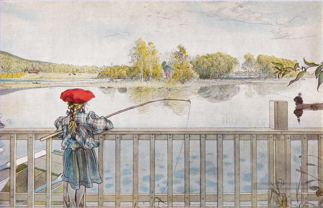 lisbeth pêche 1898 Carl Larsson Peintures à l'huile